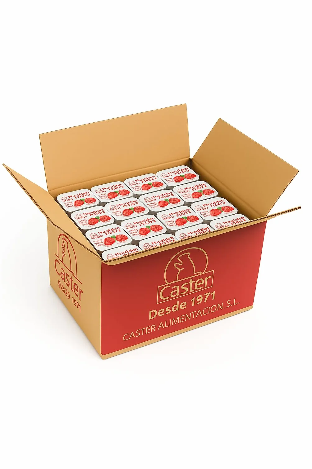 Mermelada en Monodosis 20g – Caja de 396 Tarrinas Individuales | Caster – Ideal para Hostelería, Oficinas y Uso en Casa (Fresa)