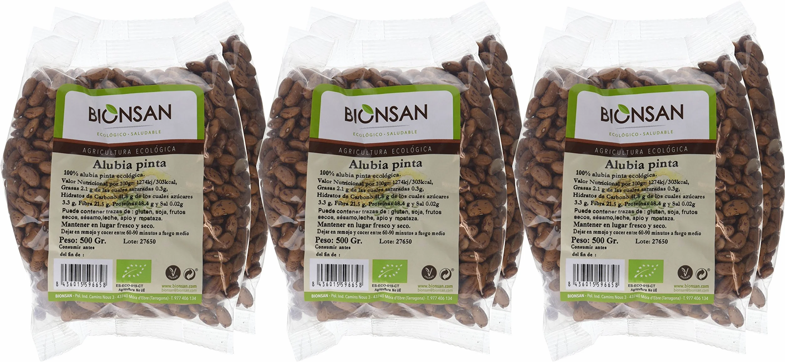 Bionsan Alubia Pinta | Cultivo Ecológico | 6 Bolsas de 500gr | Total: 3000gr