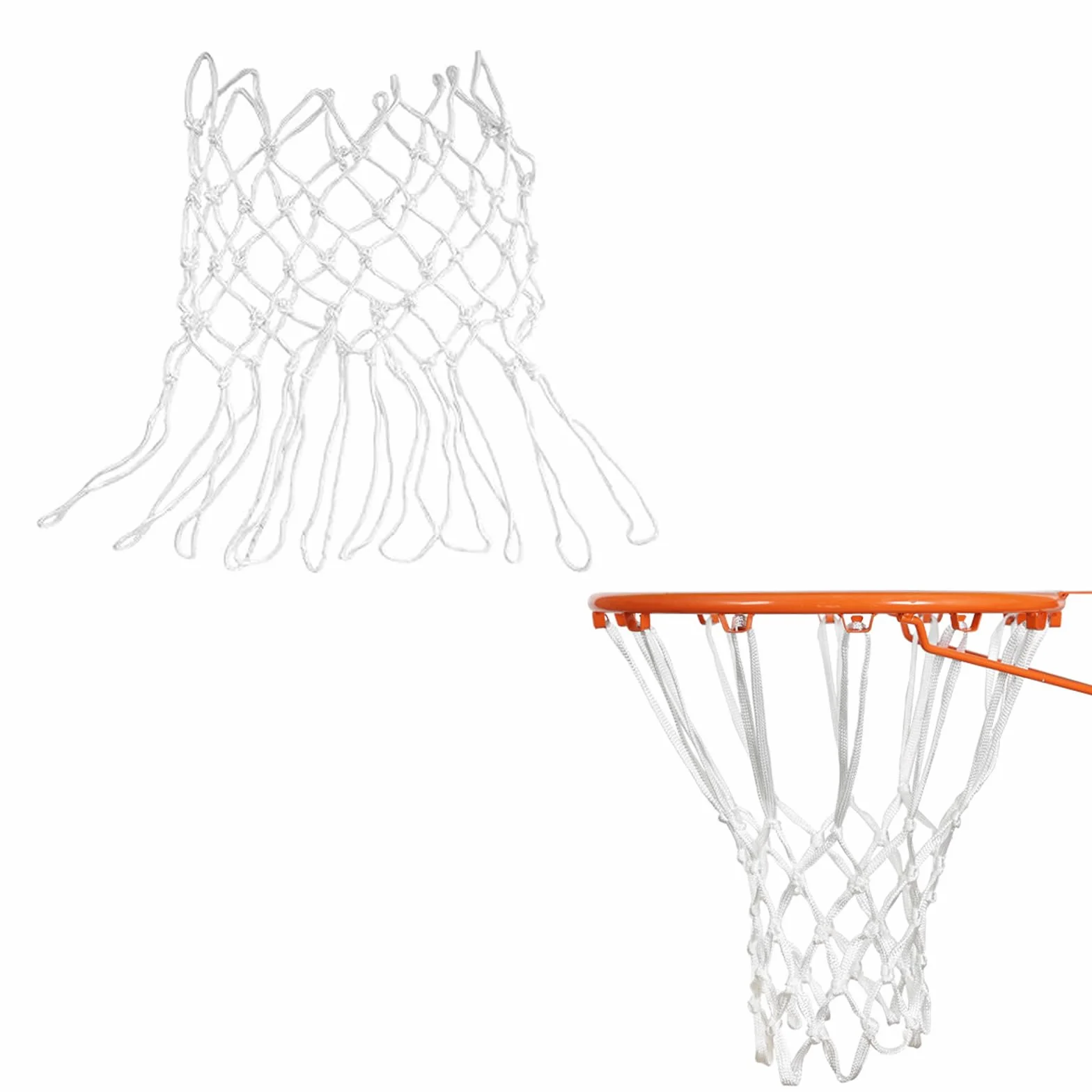 Red de Baloncesto de Repuesto 21 Pulgadas 12 Bucles para Aros Estándar Interior Exterior