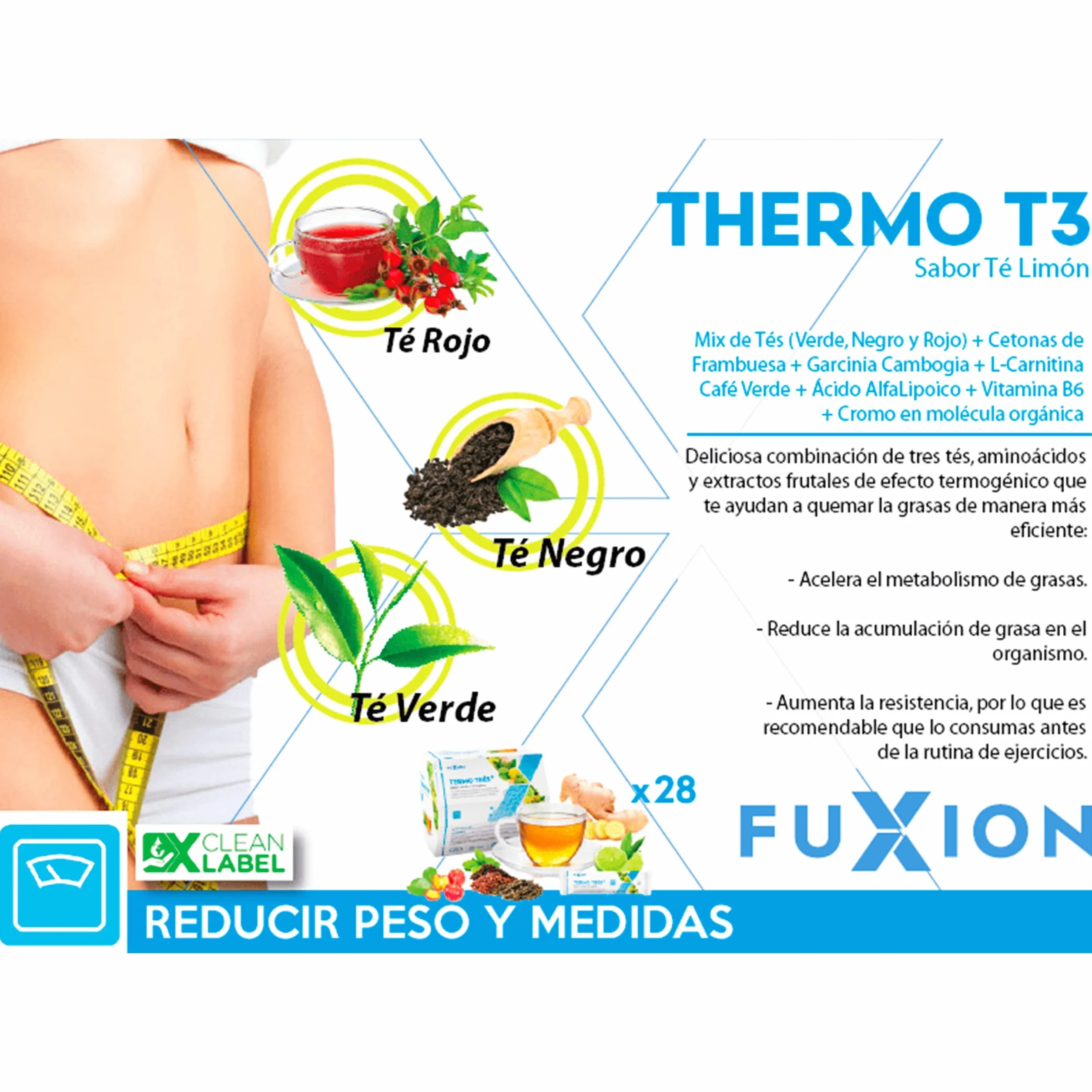 Termo T Thermo T té Verde termogénico 28 sticks 140g Limón