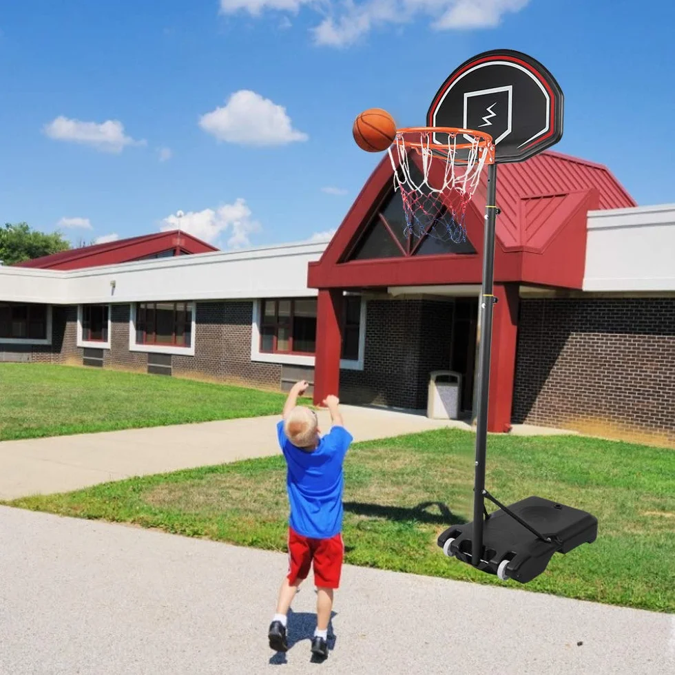 YOLEO Canasta de Baloncesto Exterior Ajustable 110-210 cm Móvil con Ruedas