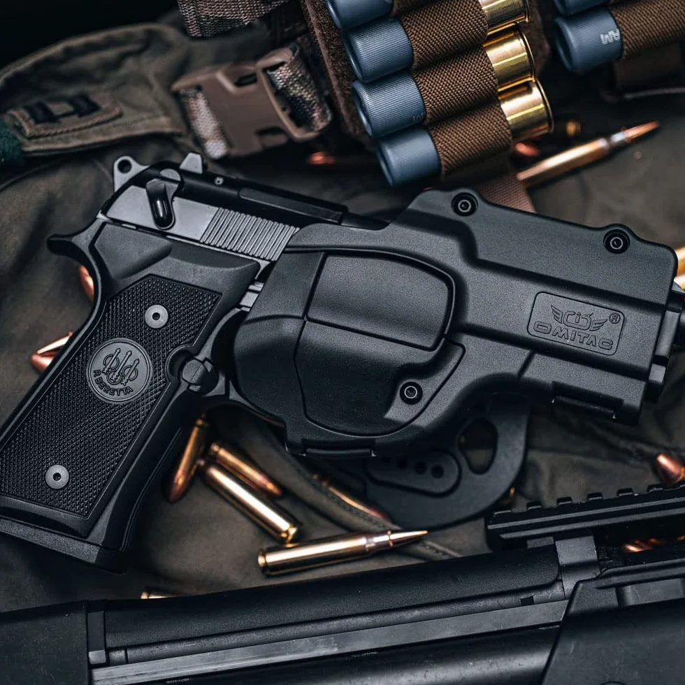 Beretta 92 Funda de polímero OWB para pistola militar, cinturón exterior táctico, abierta para diestros negro