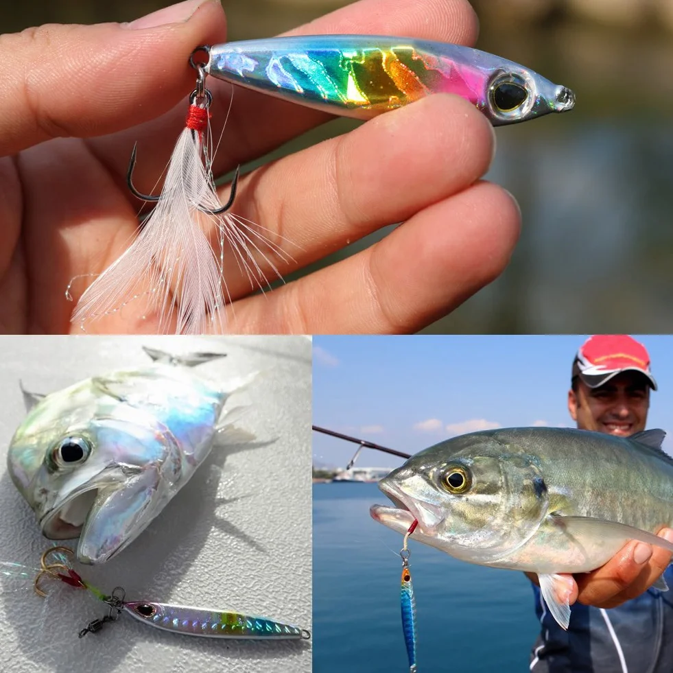 Sougayilang Jigs Señuelos de pesca Cucharas de metal con micro anzuelo