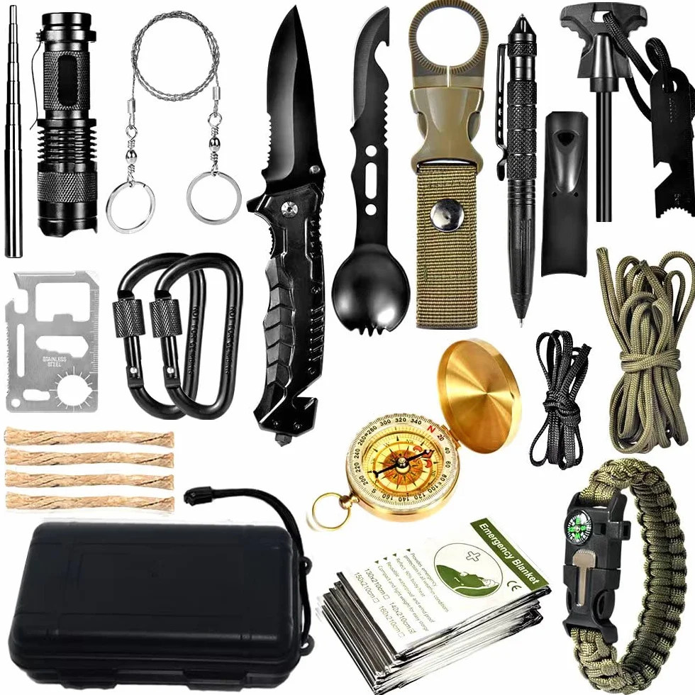 Kit de Supervivencia 33 en 1 Herramienta Multifuncional para Acampada al Aire Libre