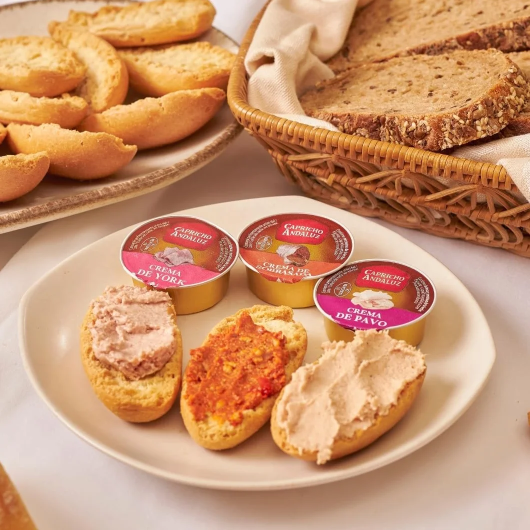 Capricho Andaluz - Bolsa Crema de York 8 Unidades en Monodosis de 25gr Untable para tus Desayunos y Meriendas con un Envasado Práctico y Cómodo para Llevar
