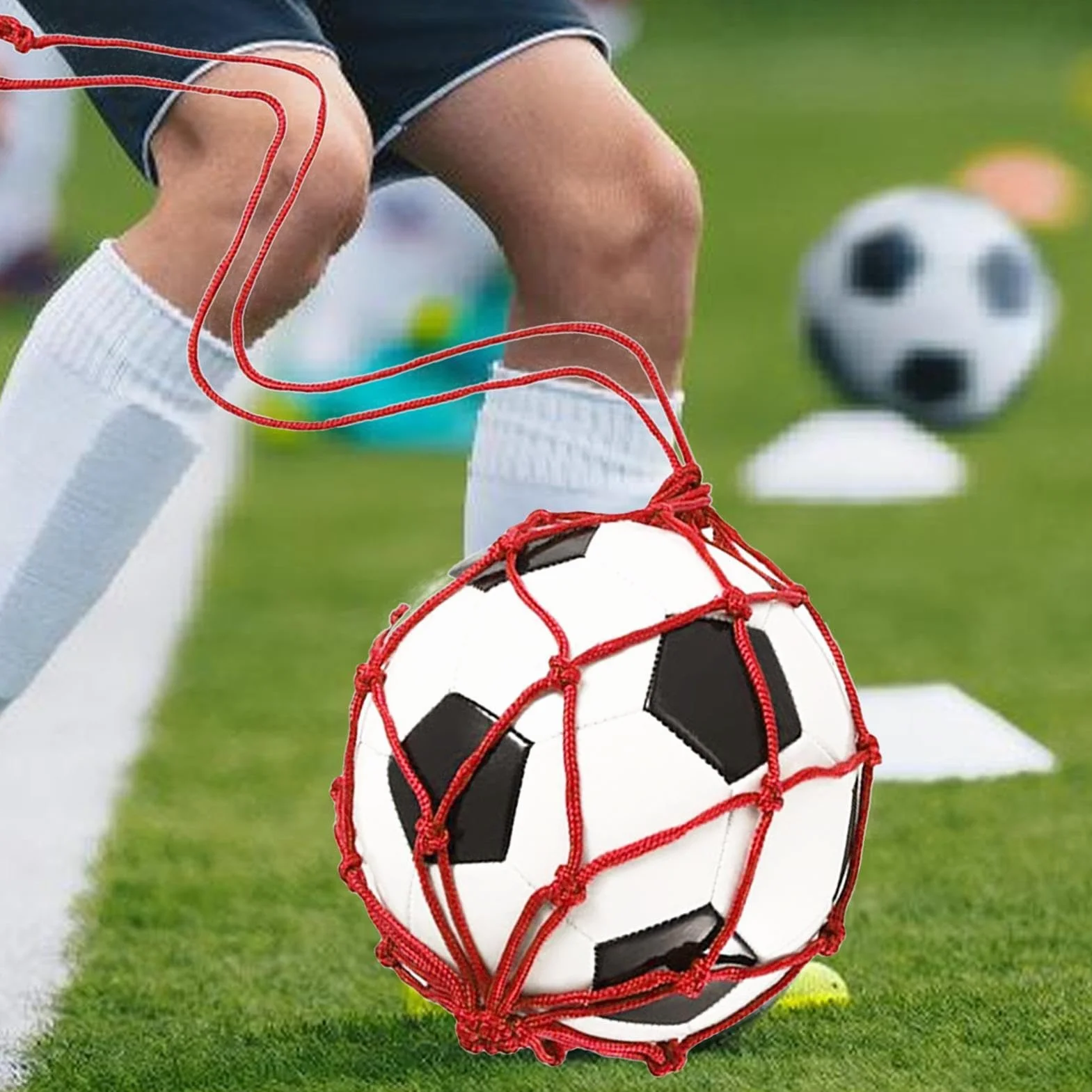 Mesh Ball Bag Nylon Drawstring 1 Ball Carrier Soccer Football Volleyball Storage Net Balls Bag Multifunctional Sports Holder