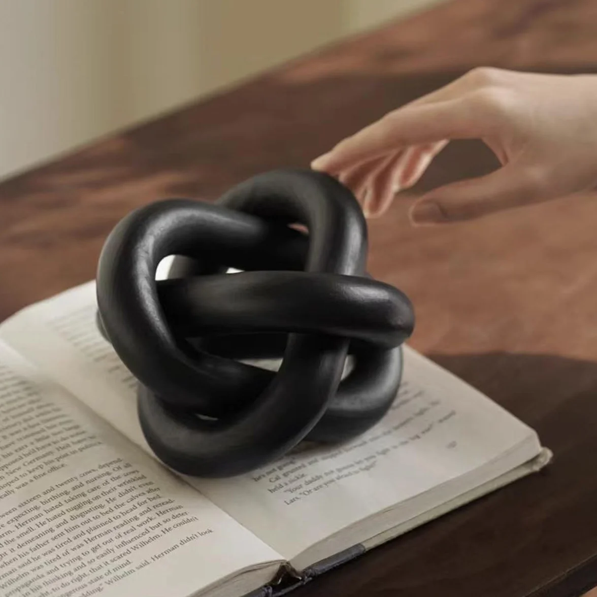 Negra Decoración de Nudos de Madera de 3 Secciones, Cadena de Madera para Sala de Estar, Mesa