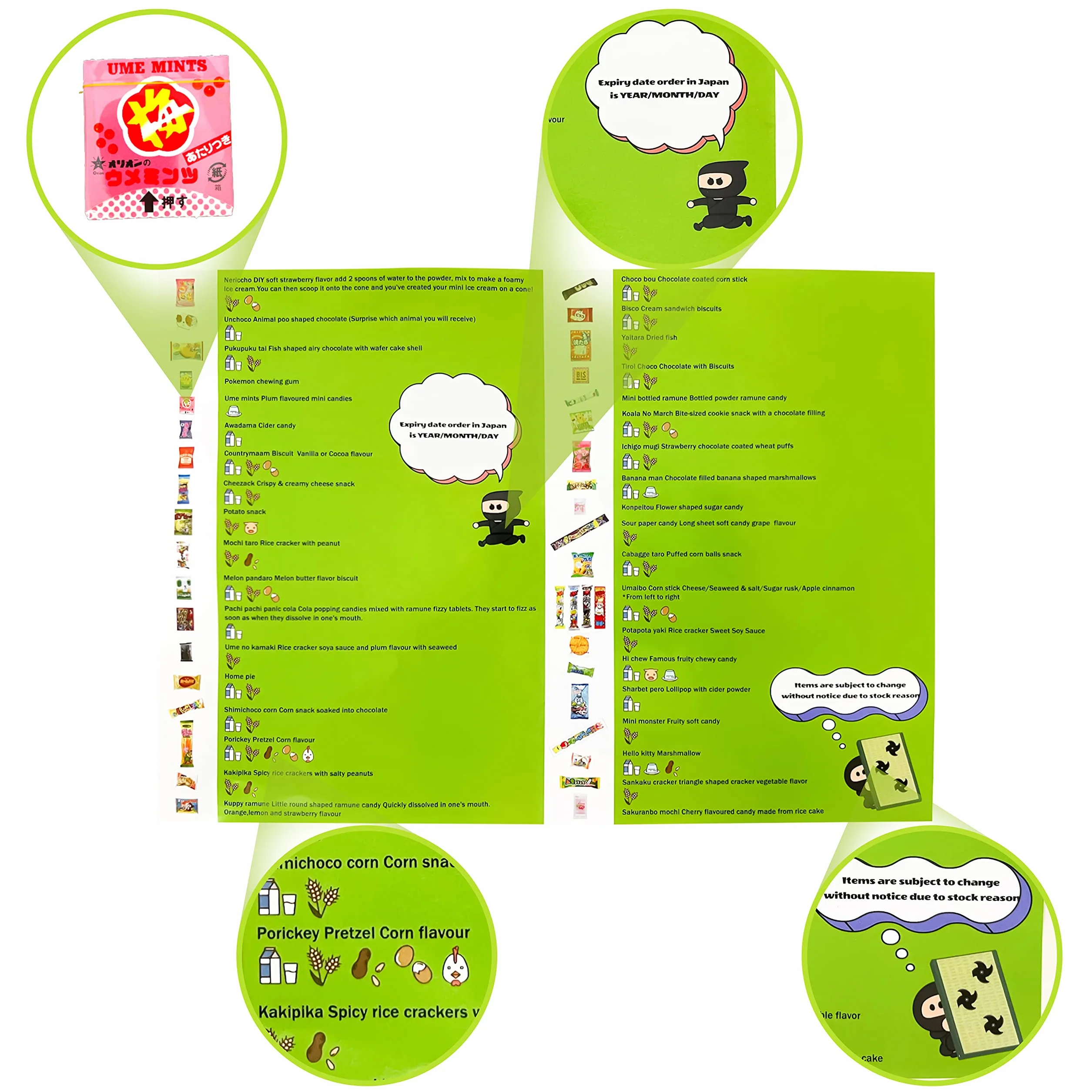 NINJAZ TREATZ 40 auténticos bocadillos y dulces japoneses caja de delicias dulces y saladas de Japón