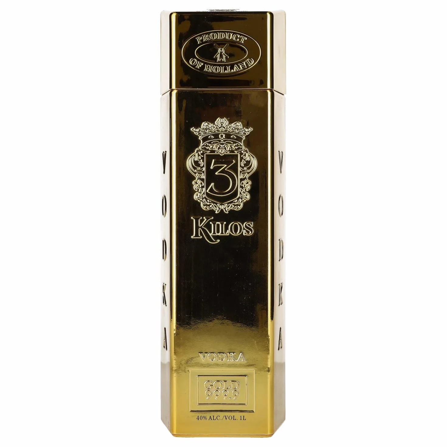 3 Kilos Vodka Gold 999.9 40% Vol. 1l