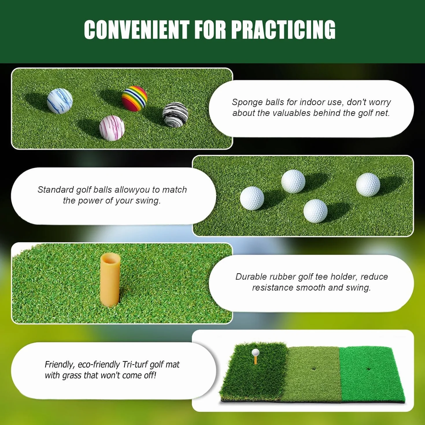 Golf Practice Net 10x7ft with Target Mat Balls Tee Indoor Training Equipment