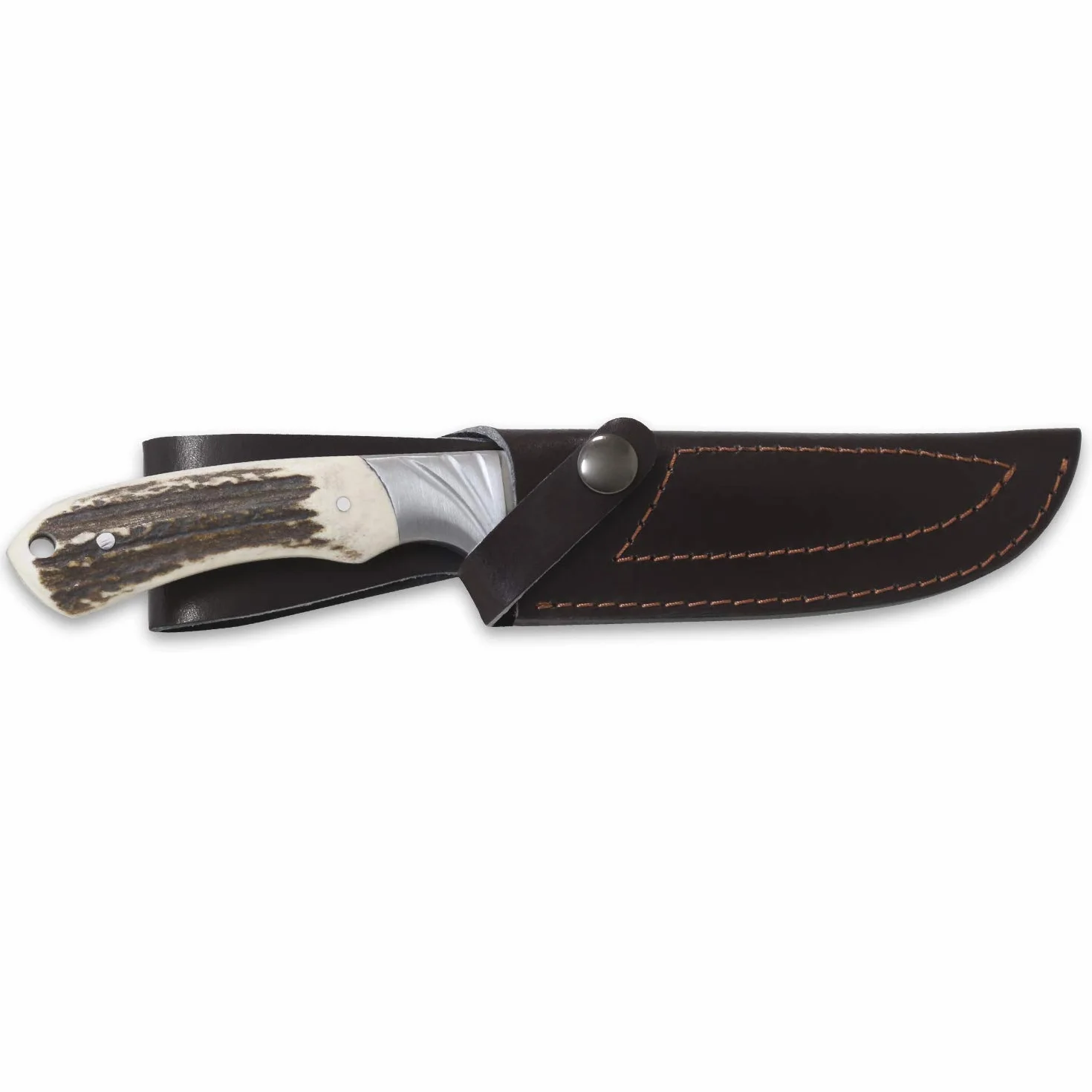 iFIELD Cuchillo de caza Camper EL29013 26 cm hoja 14 cm 3,8 mm funda de piel marrón