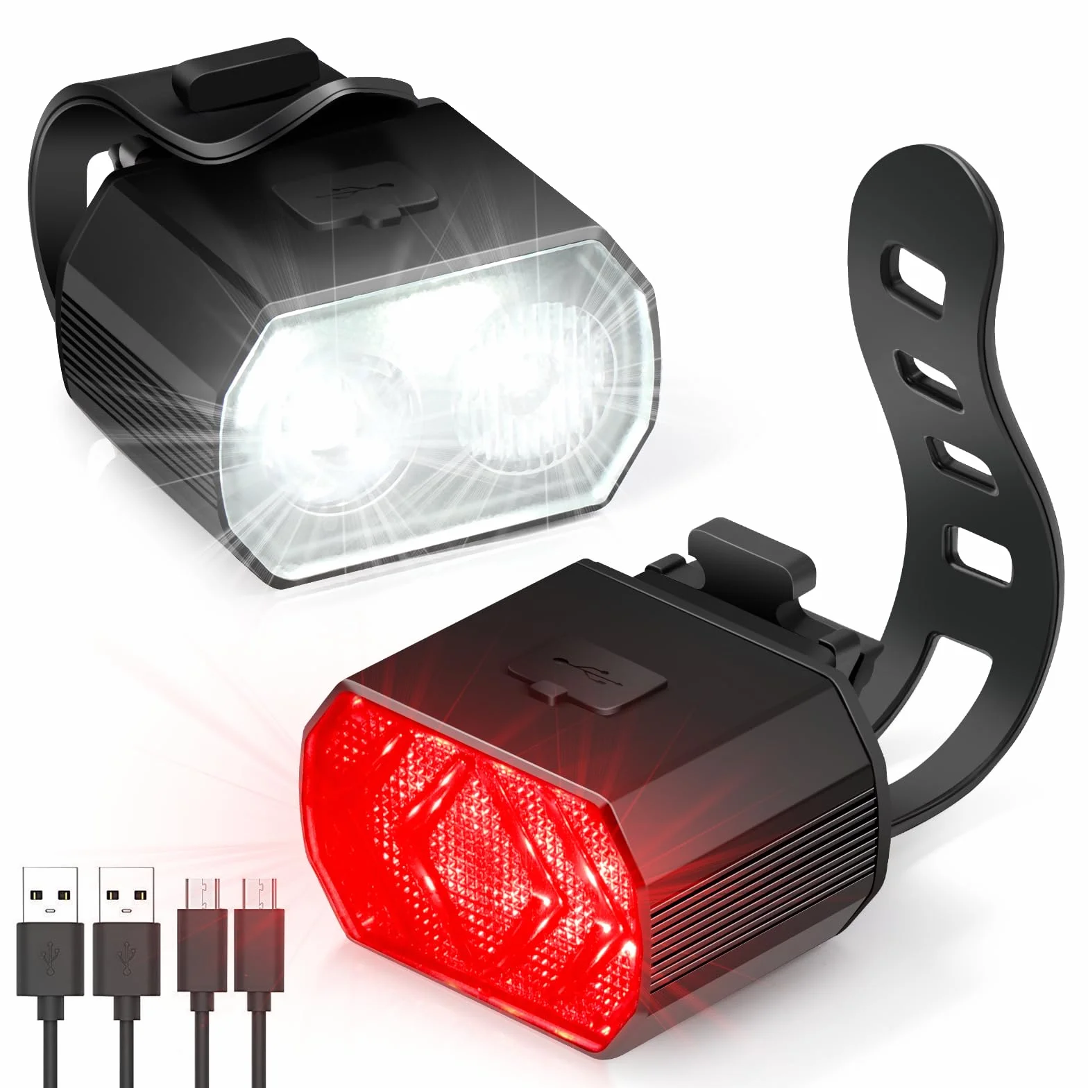 Blendura Luces Bicicleta Delantera y Trasera USB Recargable Luz Bicicleta Carretera Montaña