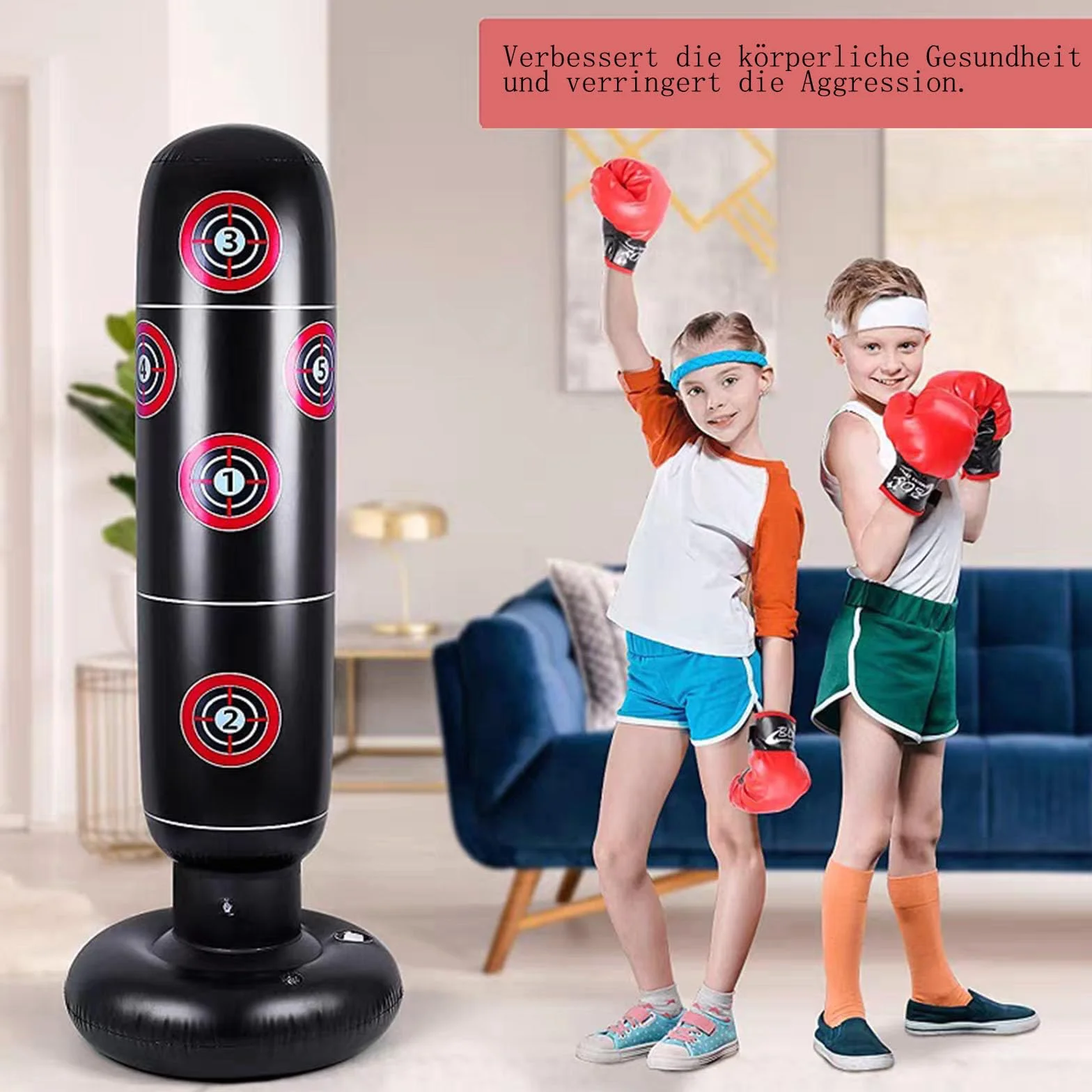 Saco de boxeo infantil de pie 168 cm PVC para entrenamiento niños 3-12 años