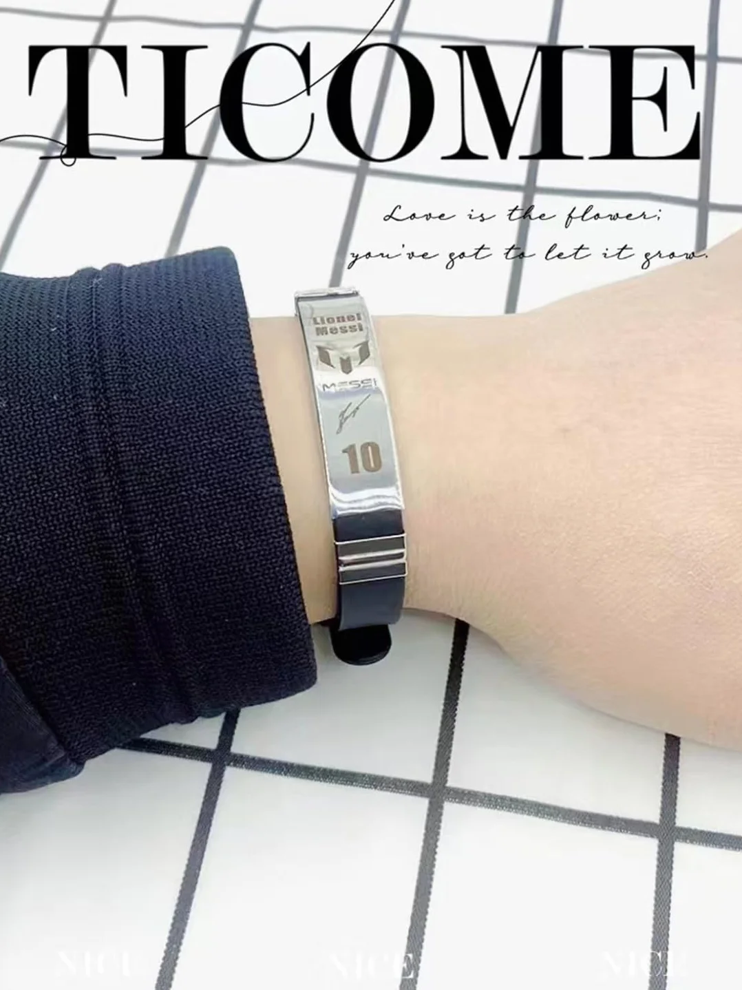 Pulsera personalizada de fútbol Messi10 silicona acero inoxidable regalo fanáticos