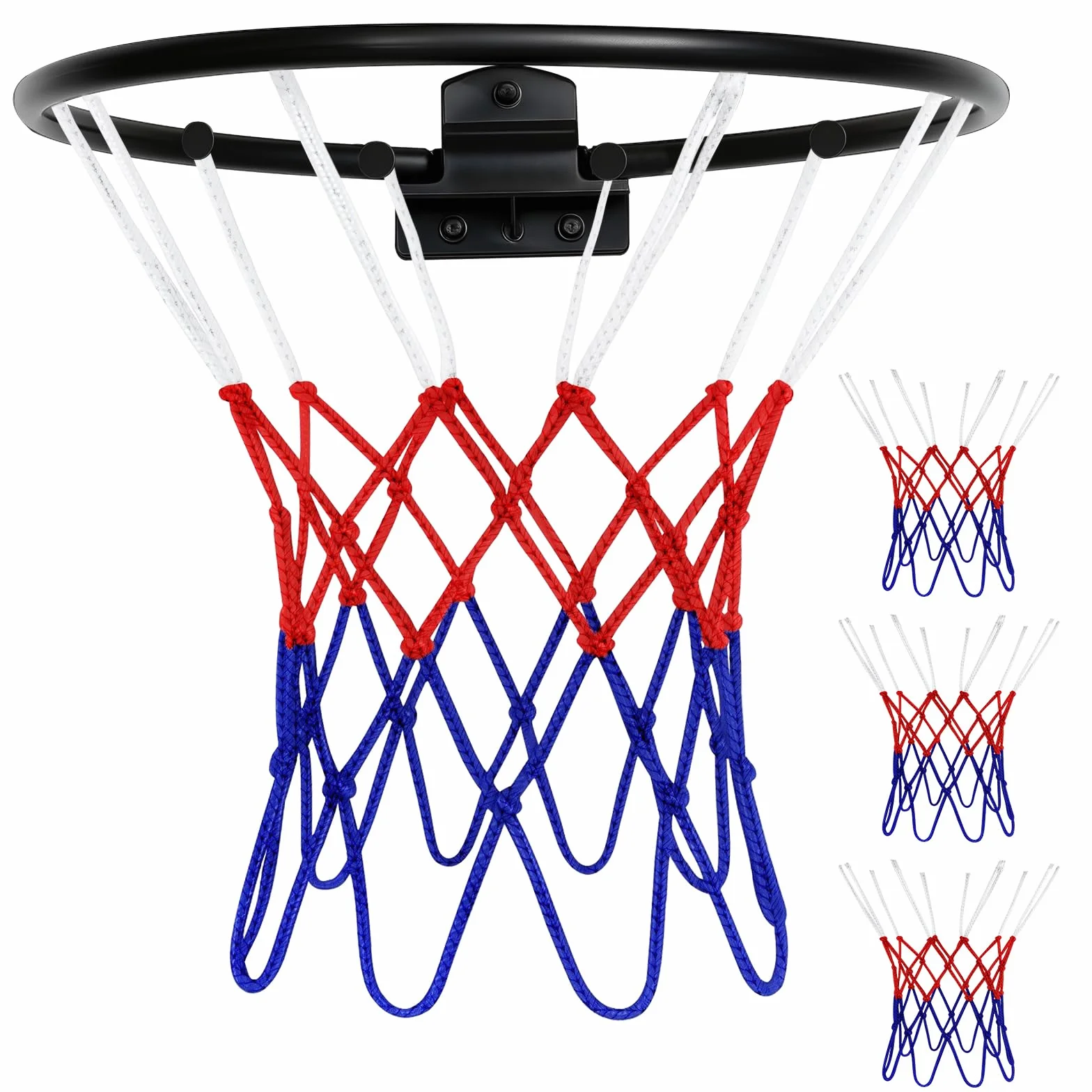 Red de repuesto para baloncesto, 3 unidades, 20-26 cm, 8 trabillas, interior y exterior