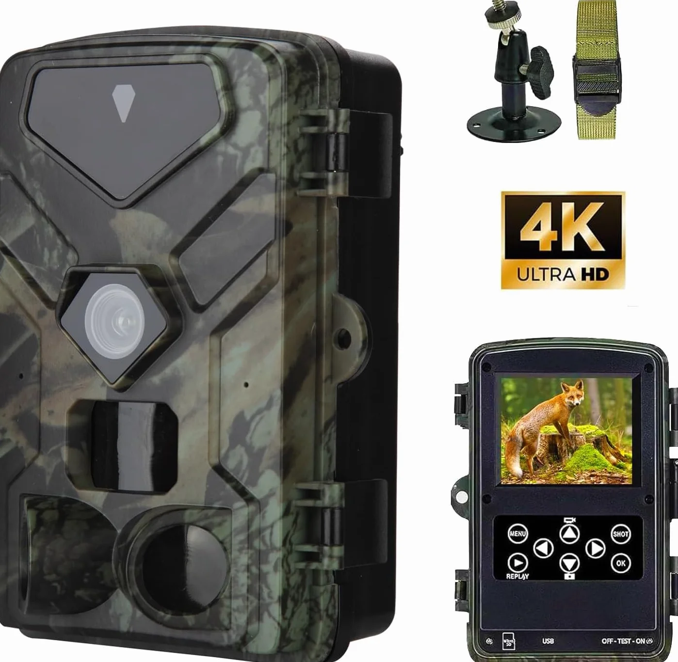 Camara Fototrampeo 50MP 4K HD, Camara de Caza Nocturna IR 850 NM, Cámaras Fototrampeo Captura Fotográfica 0,2 S, Impermeable IP65, Cámara de Caza Tarjeta de Memoria No Incluida. (HC883A)