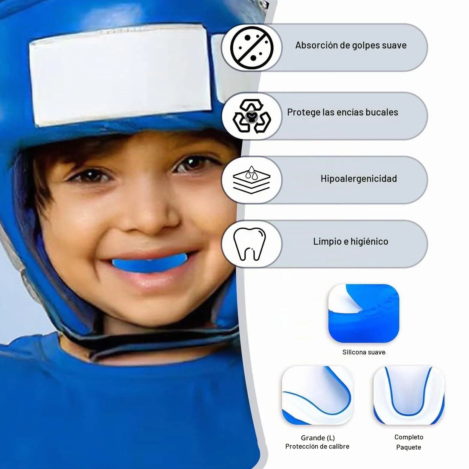 Protector Bucal para Niños 5-8 Años EVA Boxeo Artes Marciales Hockey Fútbol Muay Thai