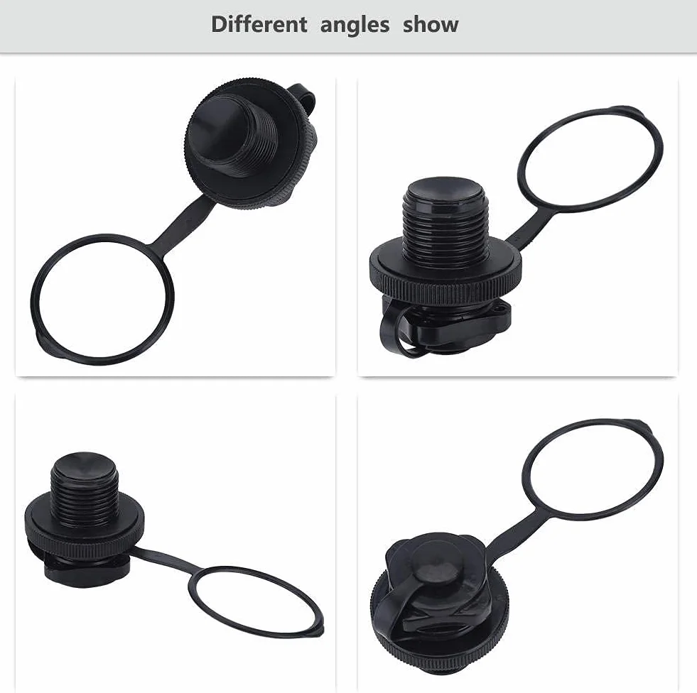 AUTOZOCO Válvula neumática para embarcaciones inflables, Adaptador de válvula 22 mm Negro