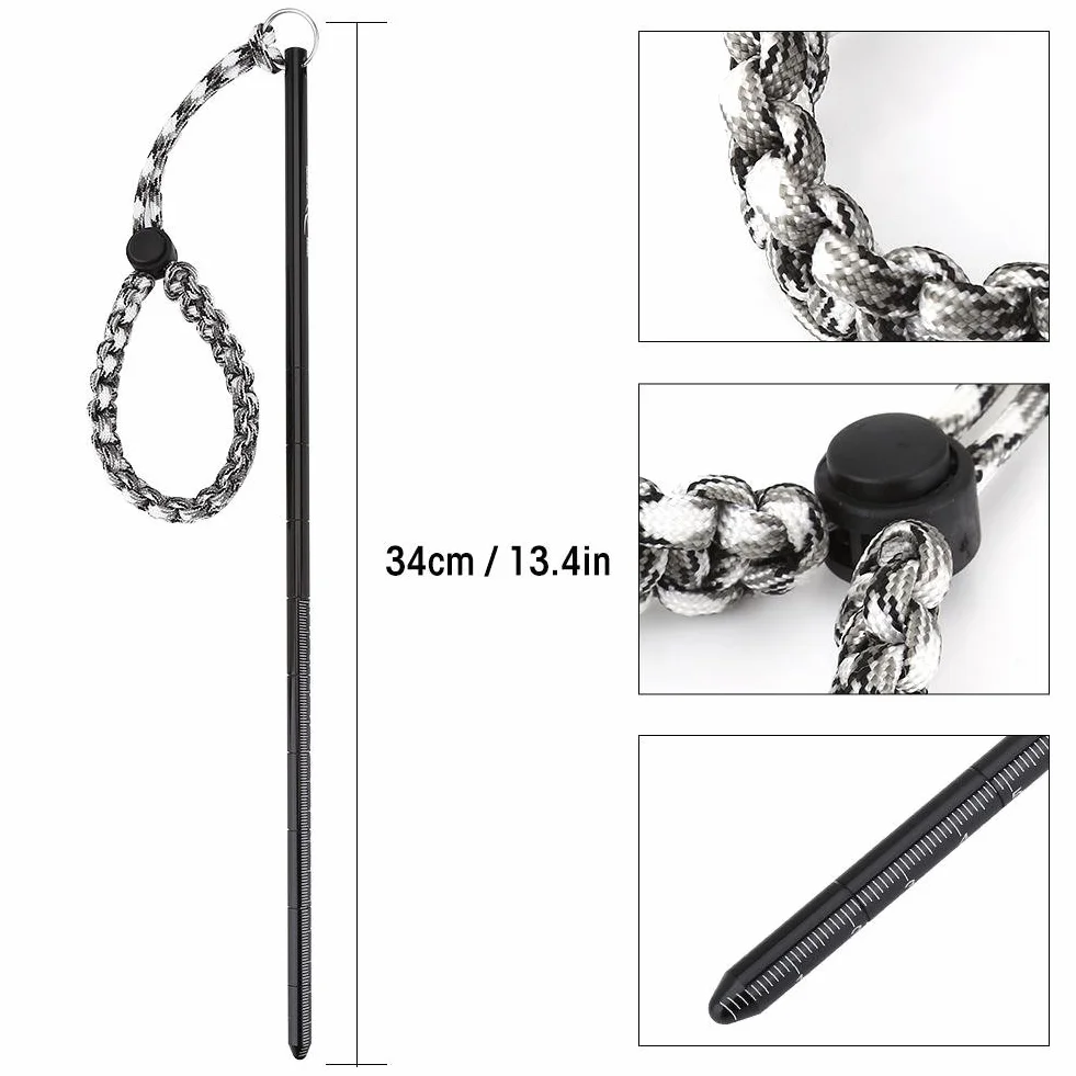 Tbest Puntero de Buceo Barra Aleación Aluminio Ligera con Cordón Paracaídas para Submarinismo Snorkel Negro