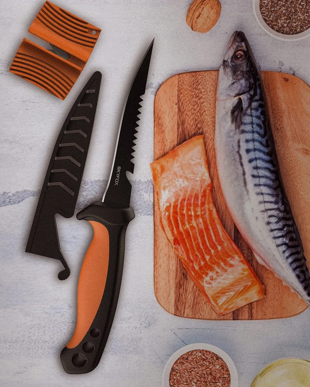 SkyFox Cuchillo de filete de pesca 5 pulgadas acero inoxidable G4412 unidades