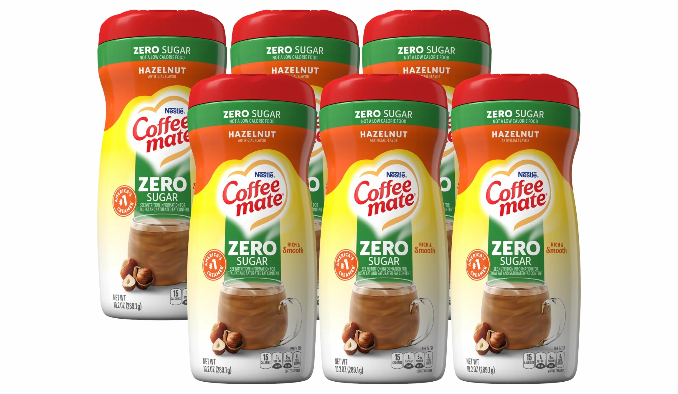 Coffee-mate Hazelnut, Sugar-Free Powdered Coffee Creamer, 10.2-Ounce Packages (Pack of 6)