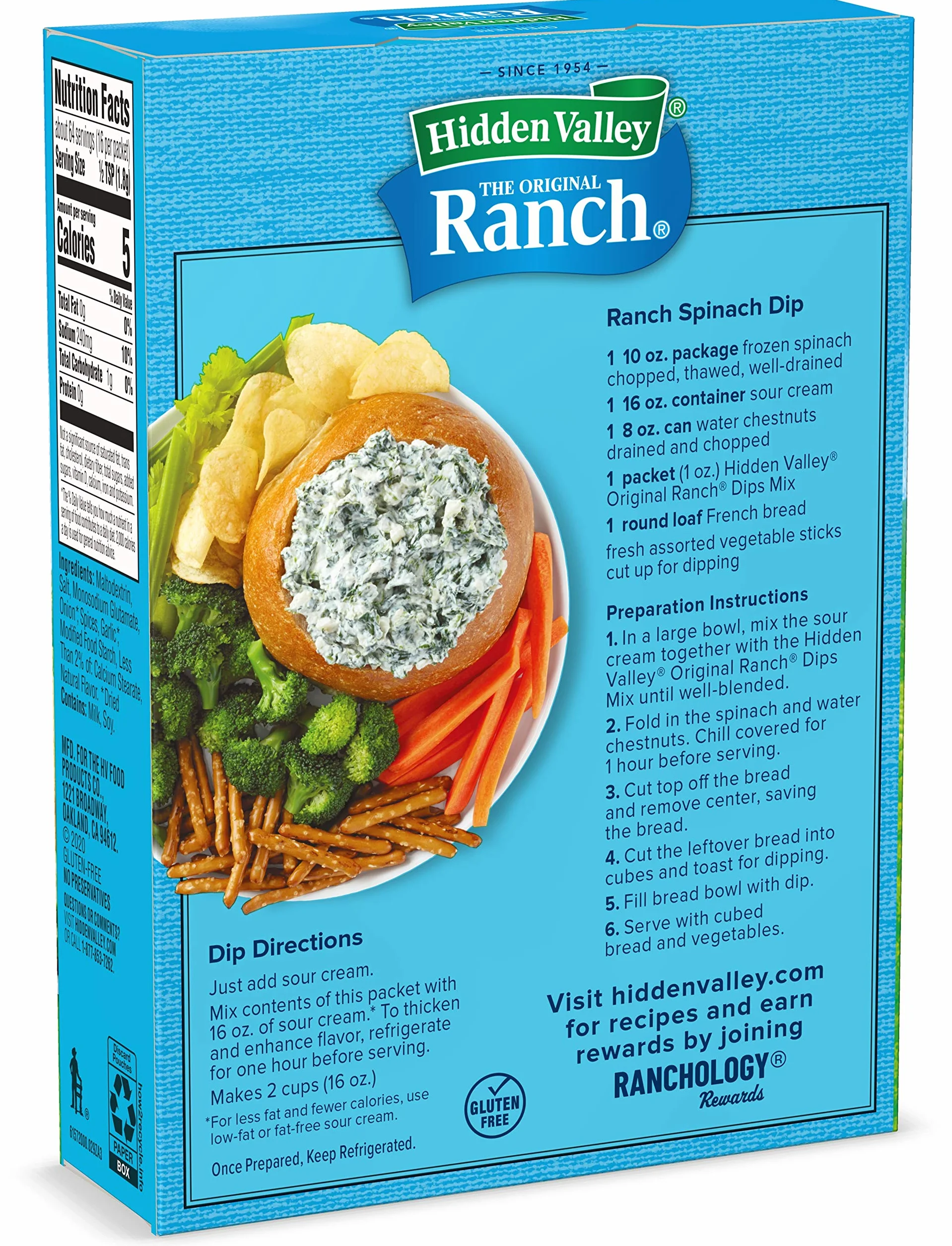 Hidden Valley Dips Mix - Original Ranch - 1 oz - 4 Count