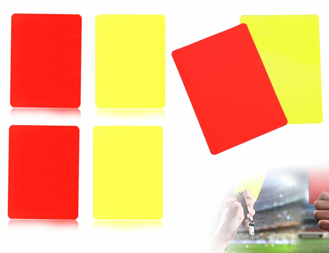 Juego de Tarjetas de Árbitro Amarilla y Roja 7,5 x 10,5 cm para Fútbol Baloncesto Deportes
