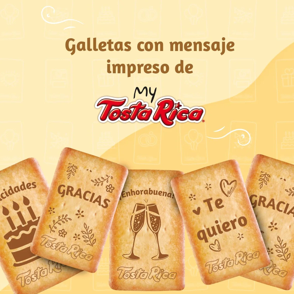 My TostaRica - Galletas con mensaje “Te quiero” - Contenido: 30 Galletas Impresas con Dedicatoria - Regalo con Mensaje Impreso
