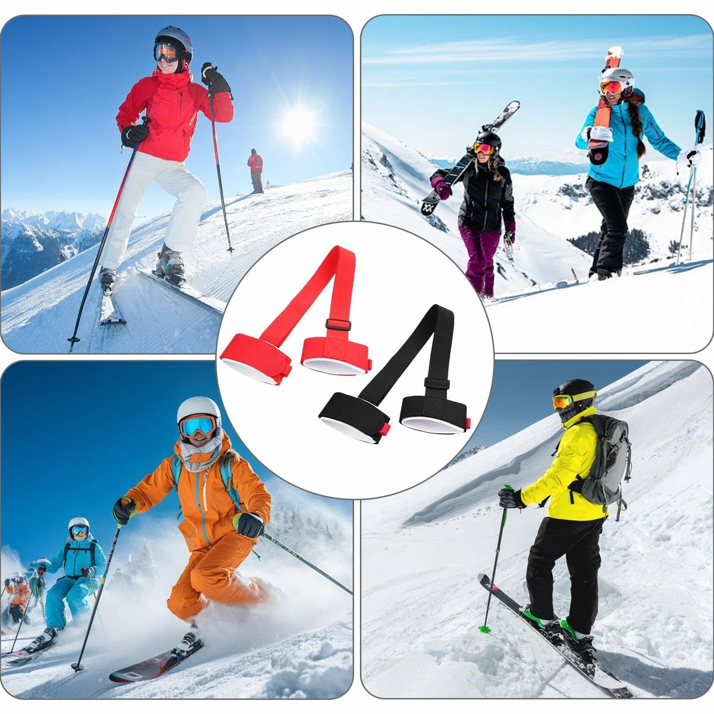 Pack De 3 Correas Ajustables Para Snowboard Y Esquí, Negro
