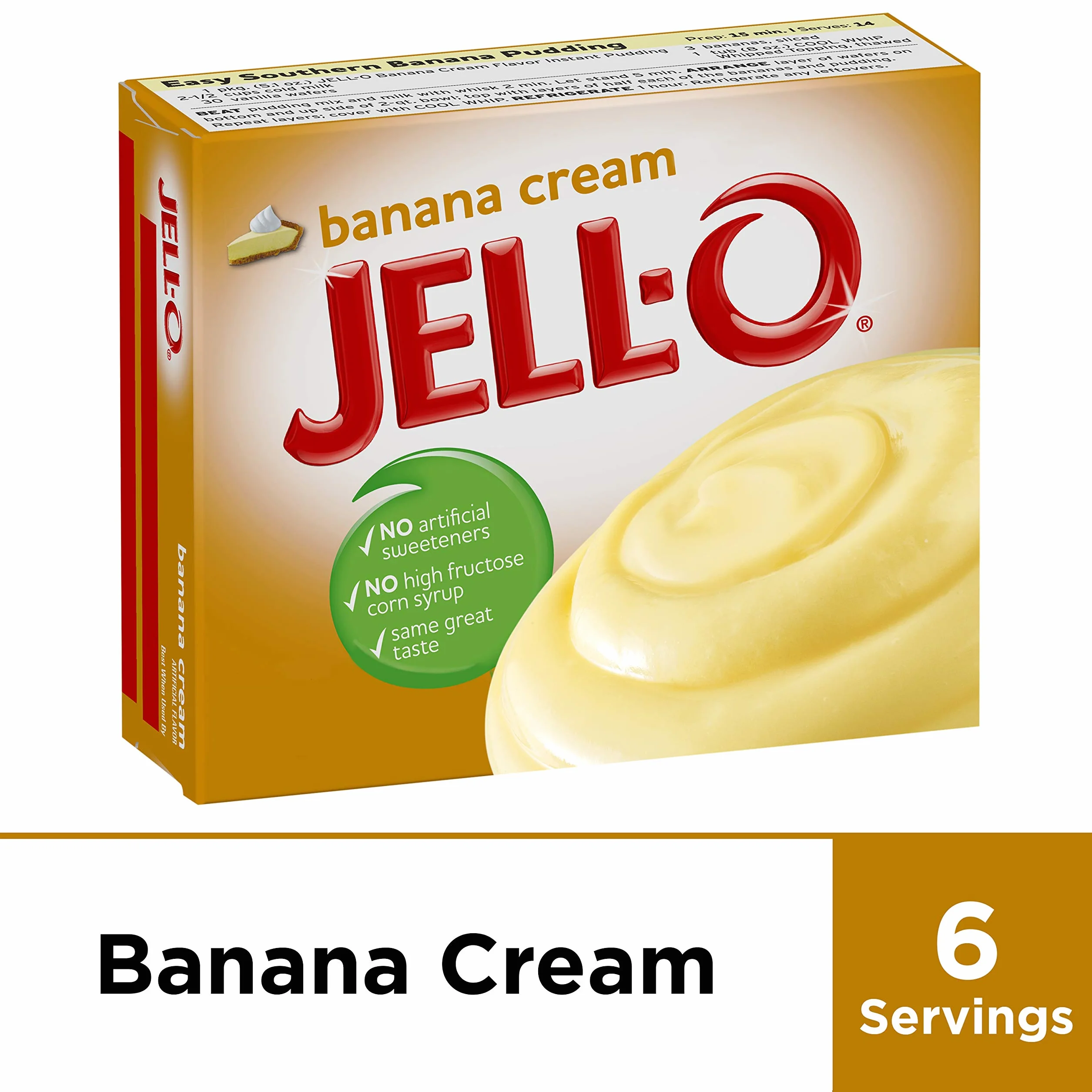 Jell-O Instant Pudding and Pie Filling, Banana Cream, 5.1-Ounce Boxes (Pack of 6)