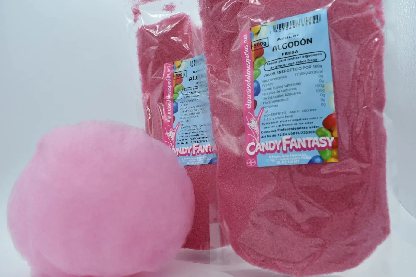 Azúcar para Algodón de Azúcar Sabor Fresa 1Kg (Rosa)