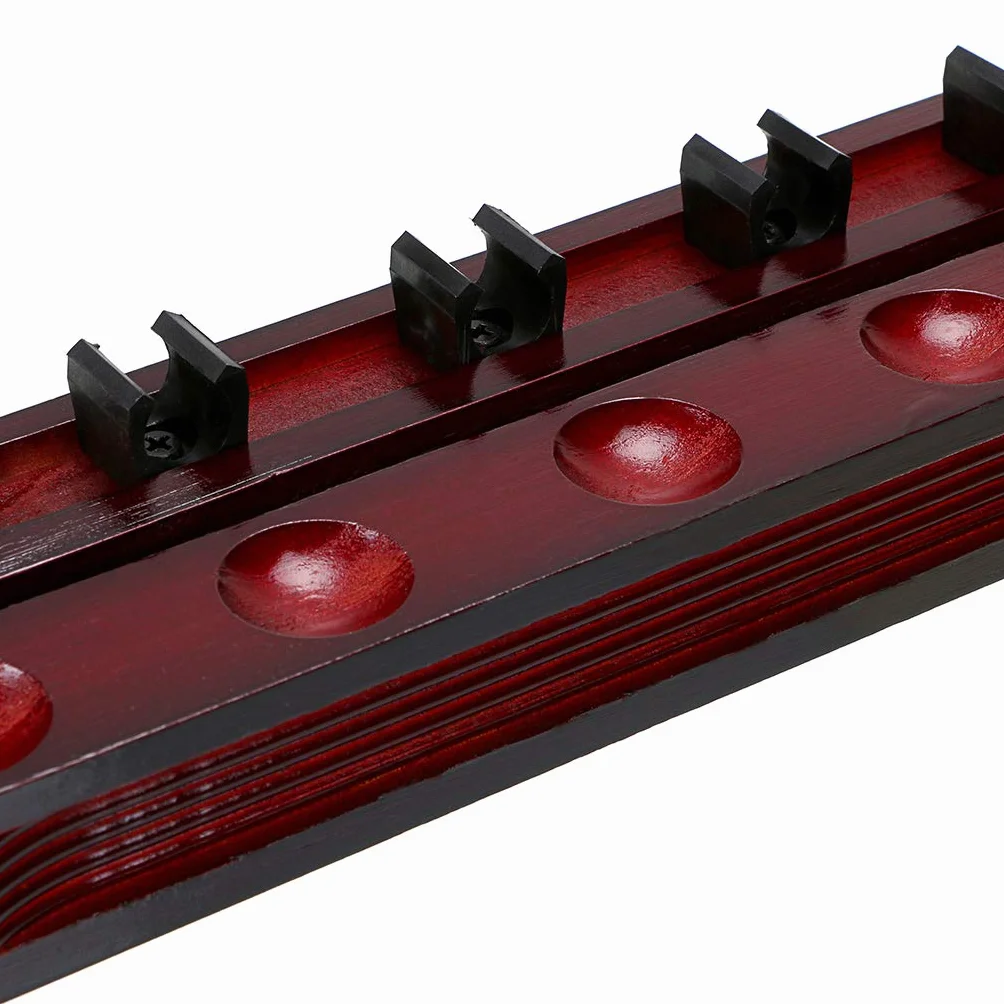 IGNPION Soporte para tacos de billar de madera para montaje en pared con 6 clips, accesorio de billar (Caoba)