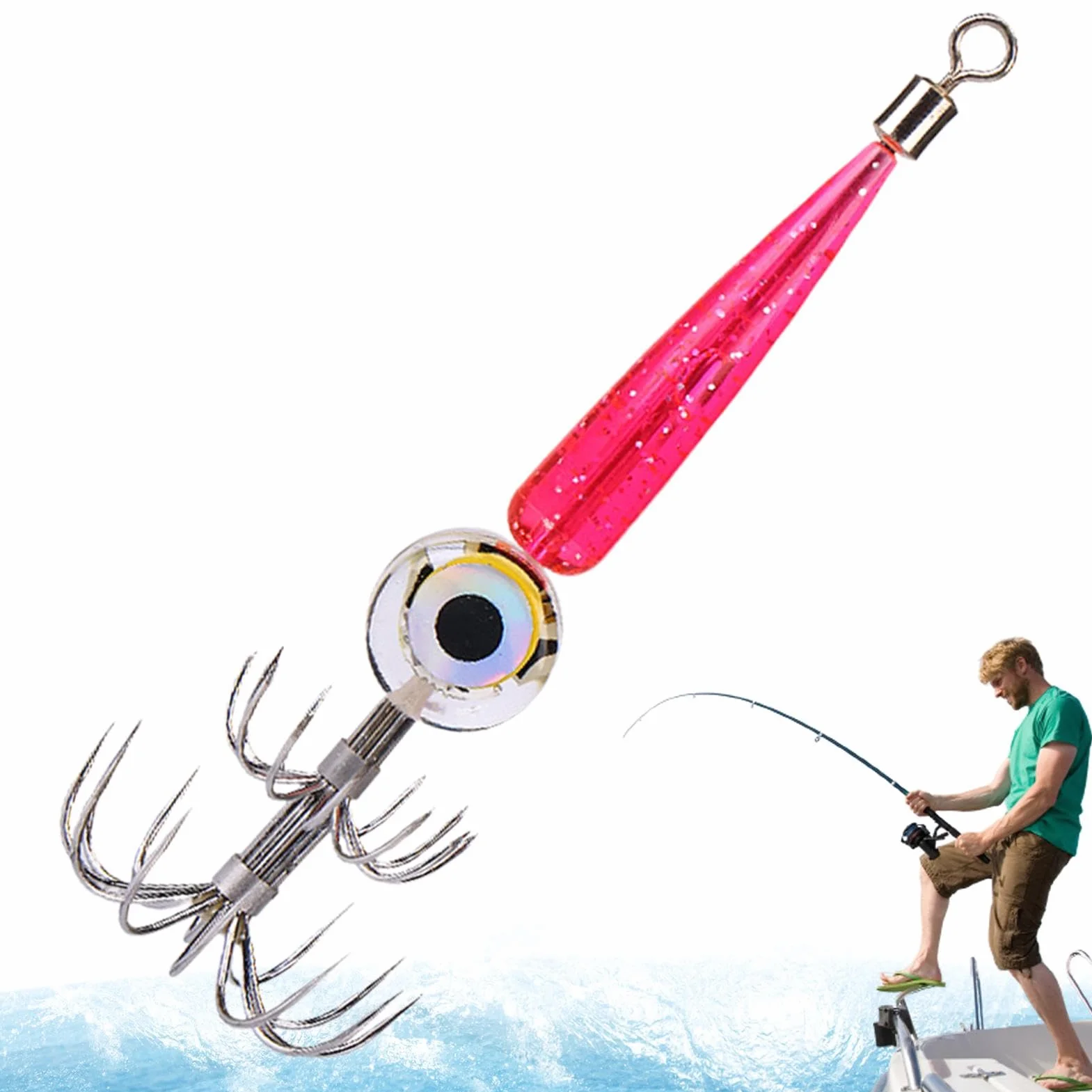 Camarones Luminosos Calamar Jig Señuelos De Pesca En El Mar con Luz LED Impermeable