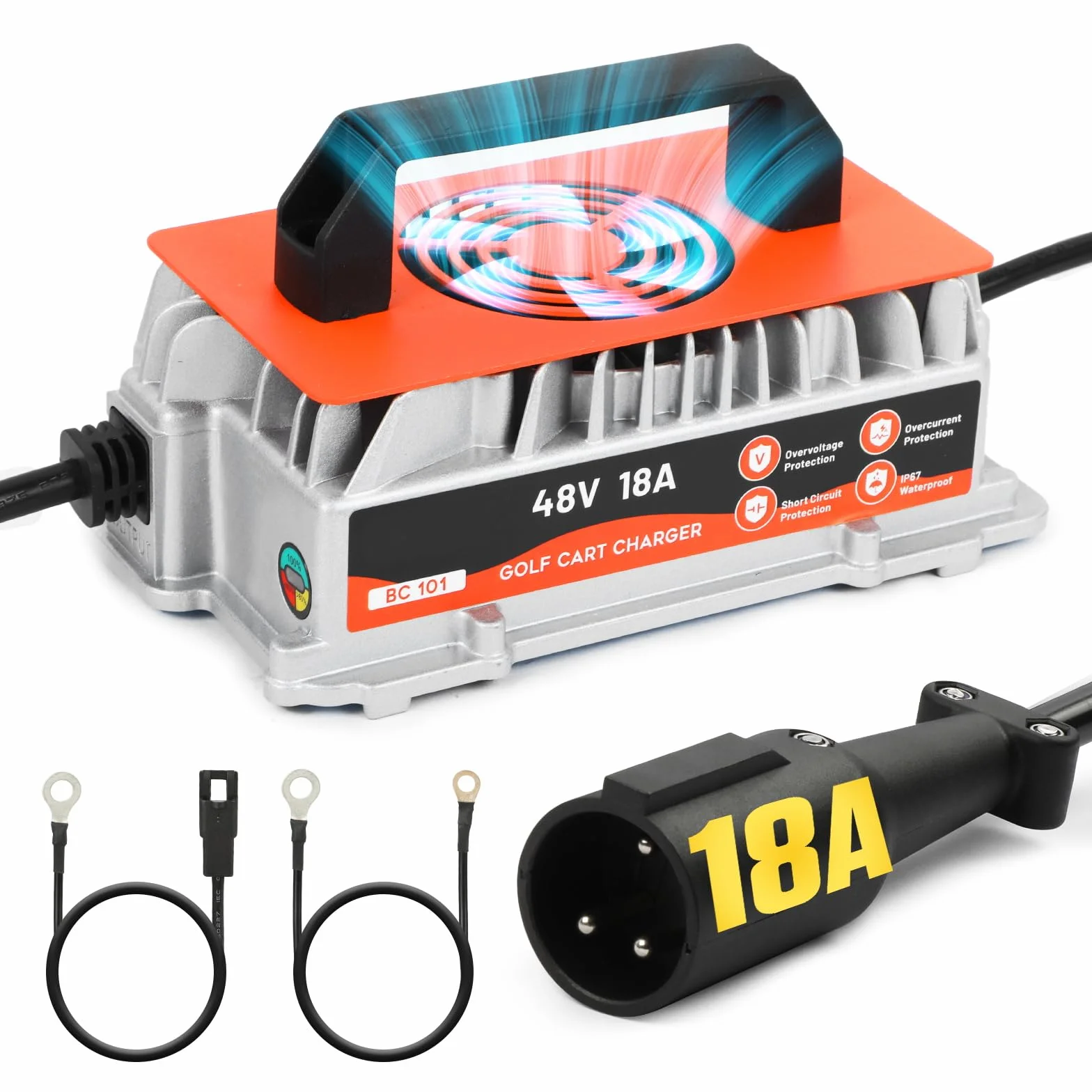 Cargador Inteligente 48V 18A para Carritos de Golf Club Car, Batería Plomo-ácido IP67