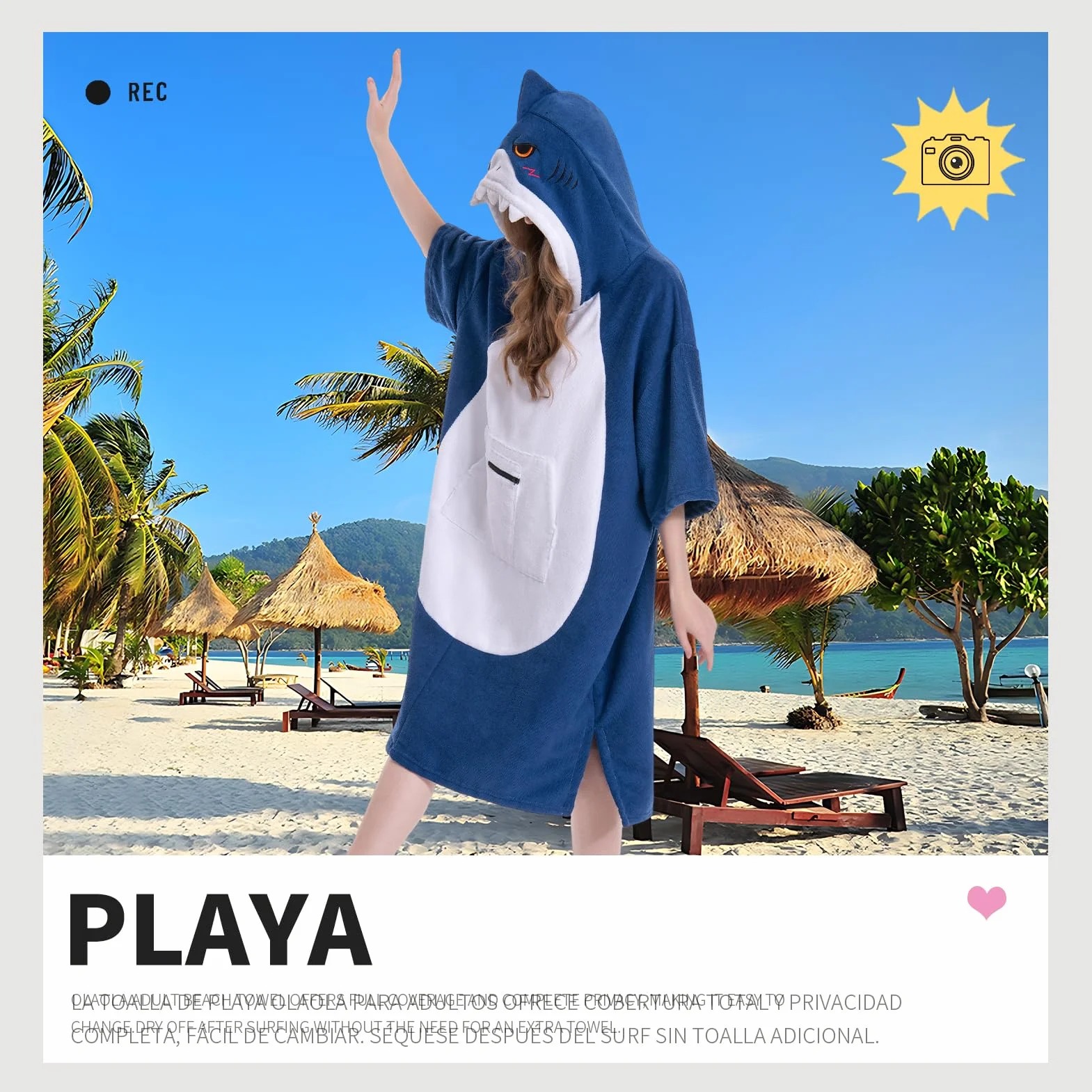 OLAOLA Poncho de Surf Adultos Toalla Microfibra Capucha Bolsillo Secado Rápido Playa Natación