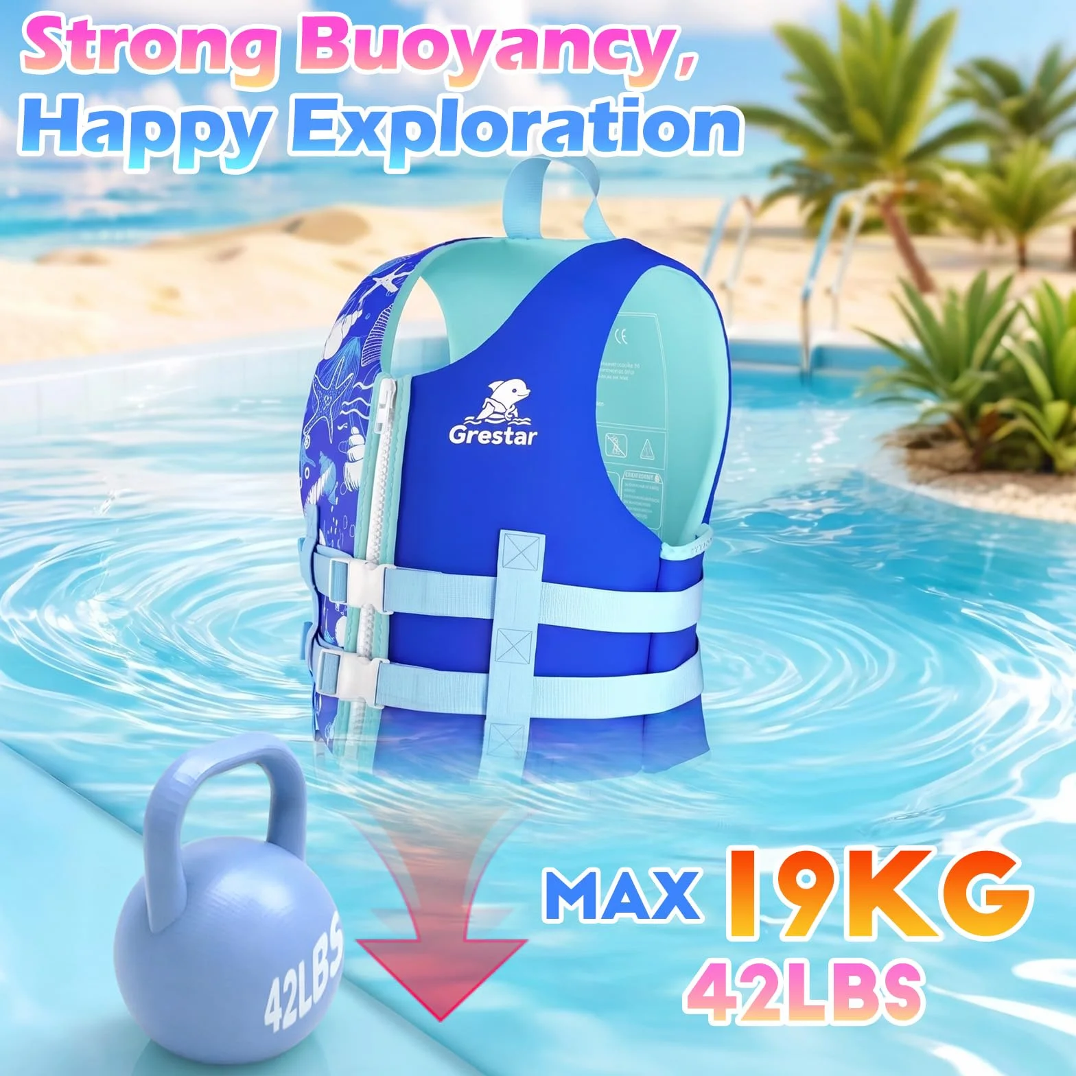 Grestar Chaleco Flotador Infantil Neopreno 2-9 Años 15-35 kg