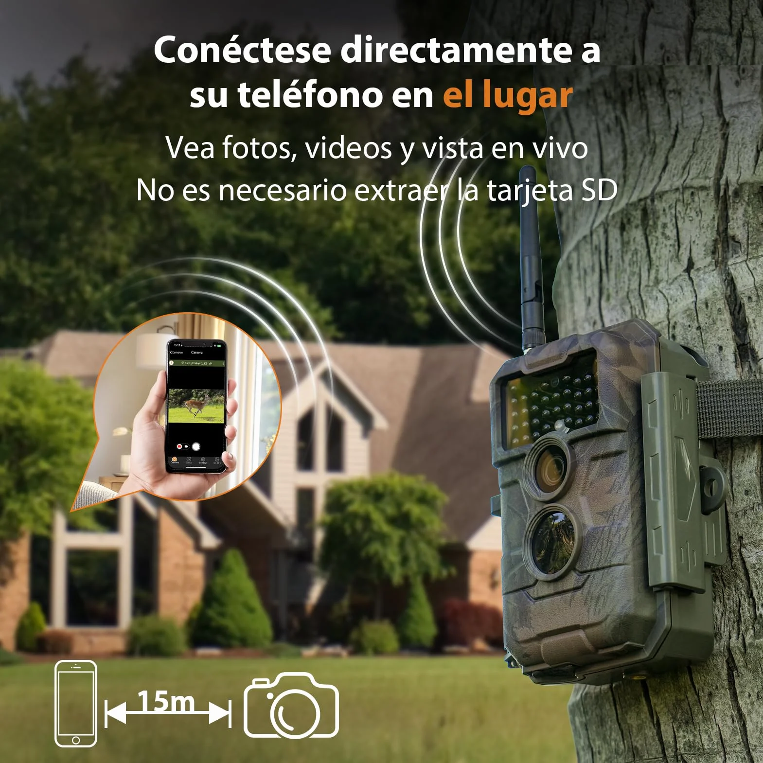 GardePro E6 Câmaras de Caça WiFi con Antena y App 48MP 1296P H.264 Vidéo, Camara Fototrampeo con Alcance de Visión Nocturna de 25m y Amplio Campo de Visión de 110°