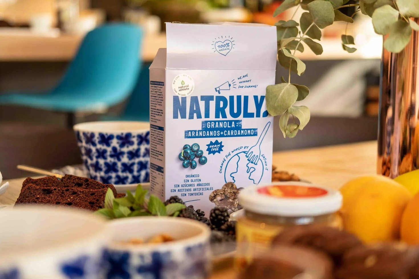 NATRULY Granola BIO Frutos Secos y Semillas Sin Cereales Sin Gluten Sin Azúcar Refinado Vegana Arándanos Pack 3x325g