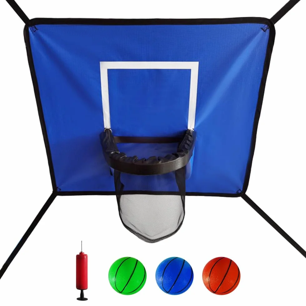 Cesta de Baloncesto de Pared Extraíble 65x55 cm con Bomba y 3 Bolas