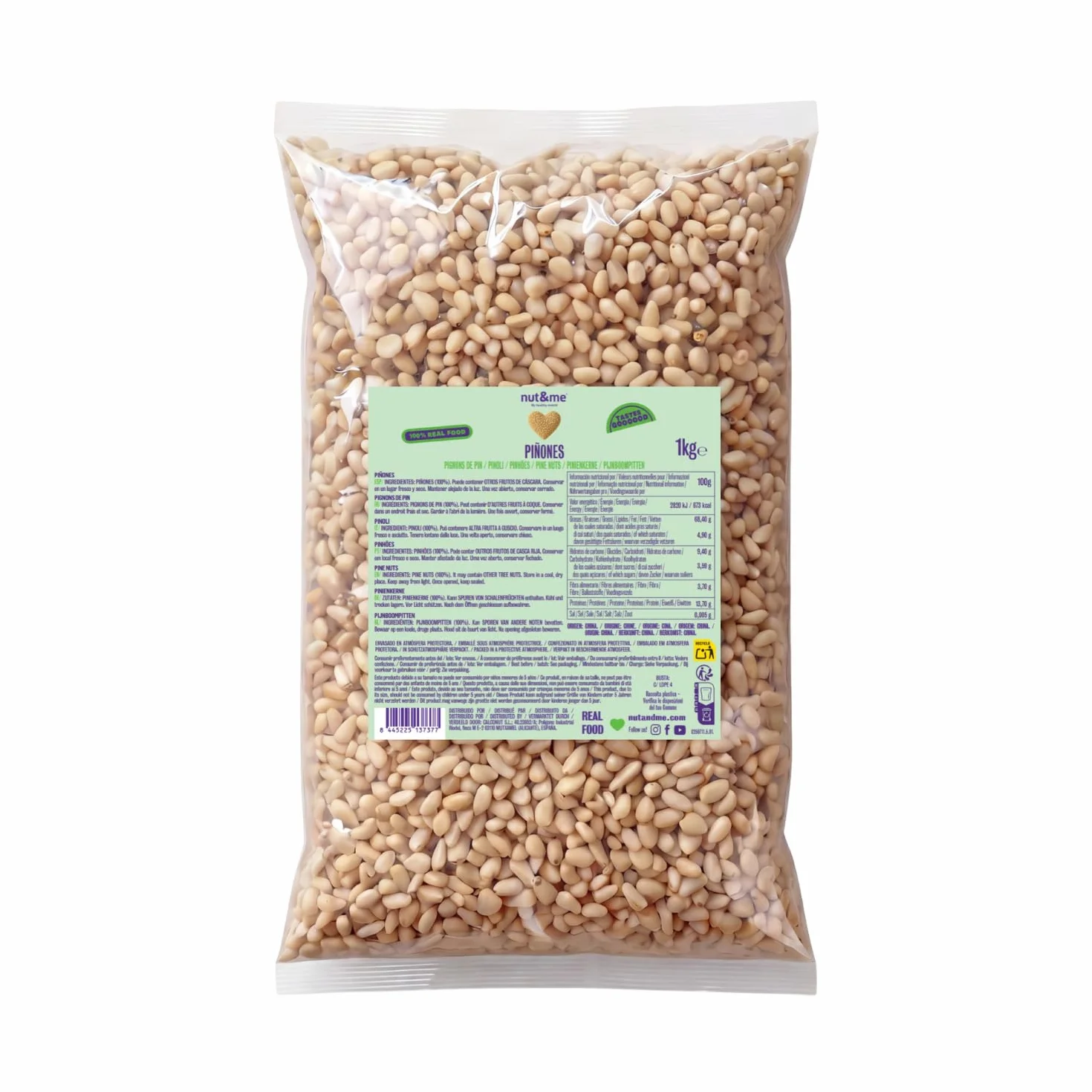 Piñones naturales 1 kg nut&me | Piñón de pino | Sin cáscara | Ideal para pesto | 100% naturales | Sabrosos