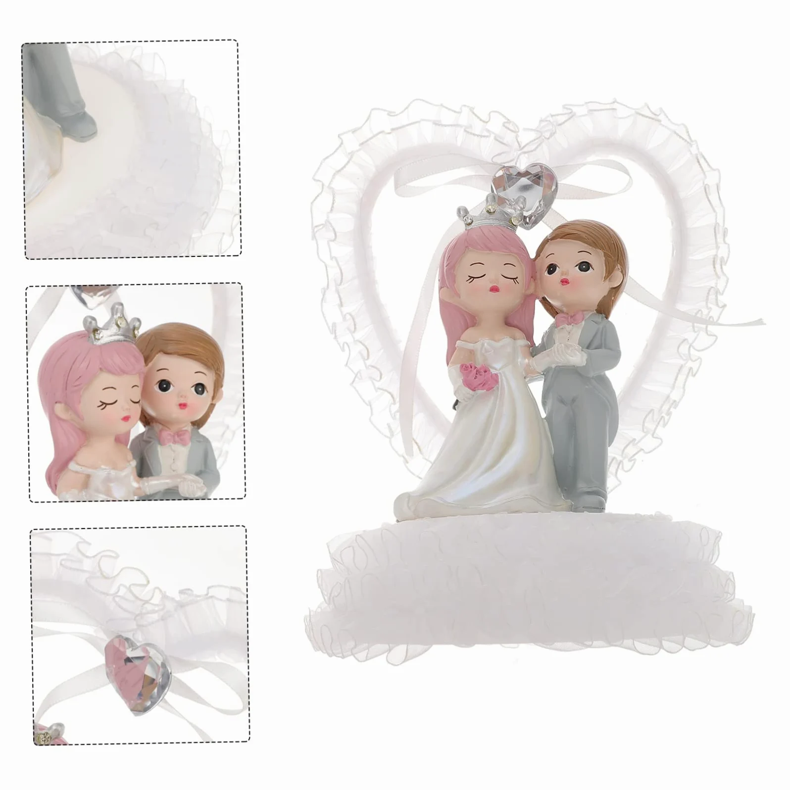 STOBAZA Adorno para Novia y Novio de Plástico para Decoración de Boda | Figura Forma de Pareja, Acabado Romántico, Uso en Dormitorios y Eventos, Fácil de Limpiar