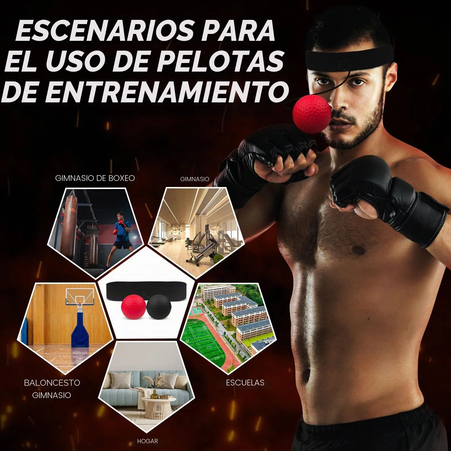 Rseuphiee Pelota Entrenamiento Reflejos Boxeo 2 Pelotas Reacción 1 Diadema Ajustable Coordinación Mano-Ojo