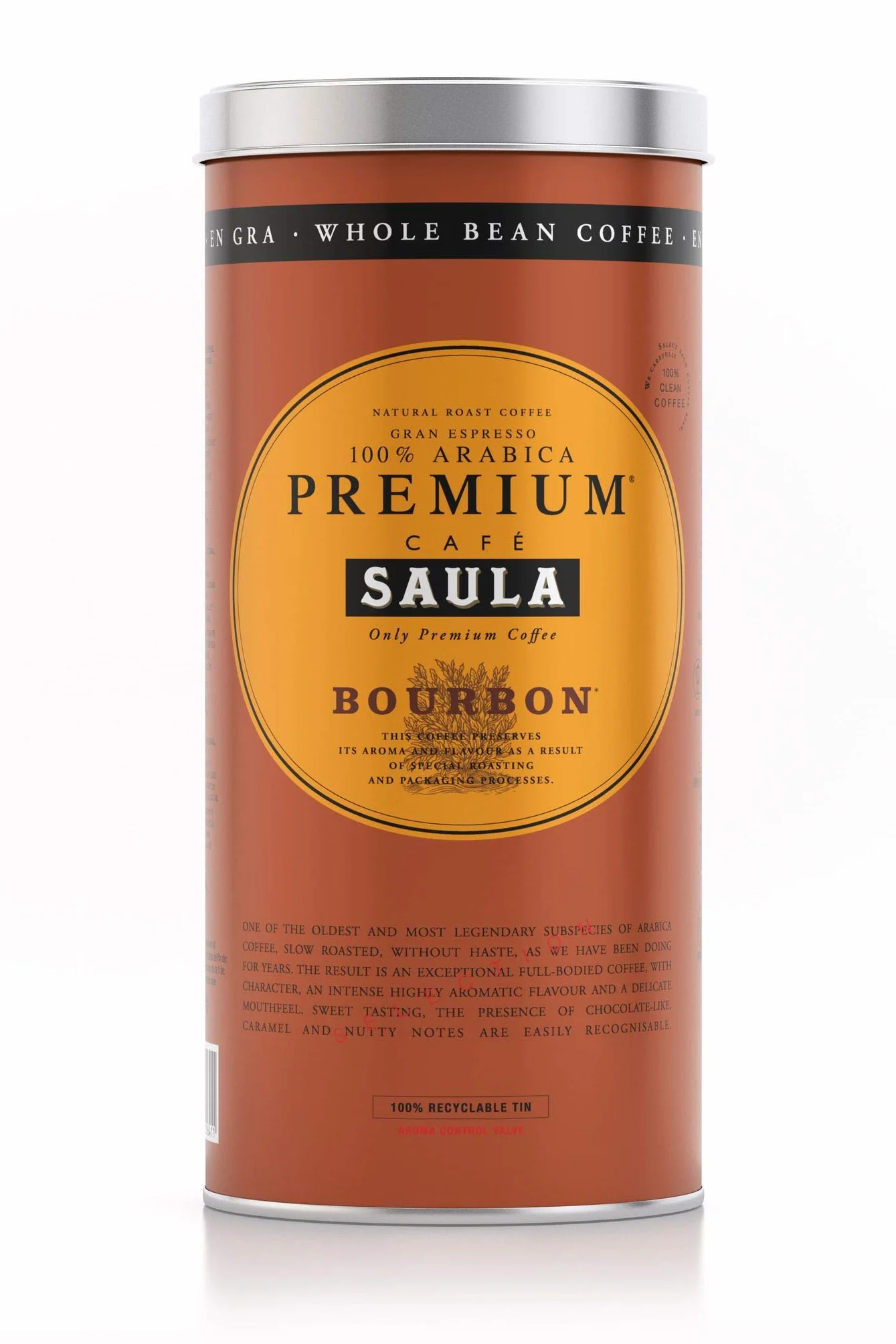 Café Saula Pack 2 Latas Gran Espresso Premium Bourbon 500g. Grano 100% Arábica