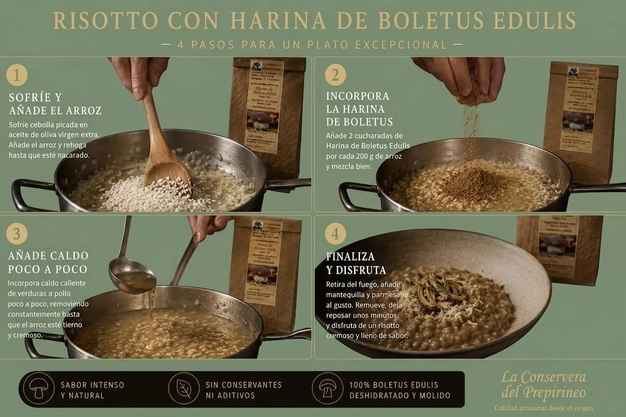 Boletus Edulis en Polvo (200grs.) - Setas Silvestres Deshidratadas. Harina de Boletus Gourmet para Mejorar tus Patos, Salsas, Cremas, Risottos. Producto Gourmet Sin Conservantes 100% Boletus.