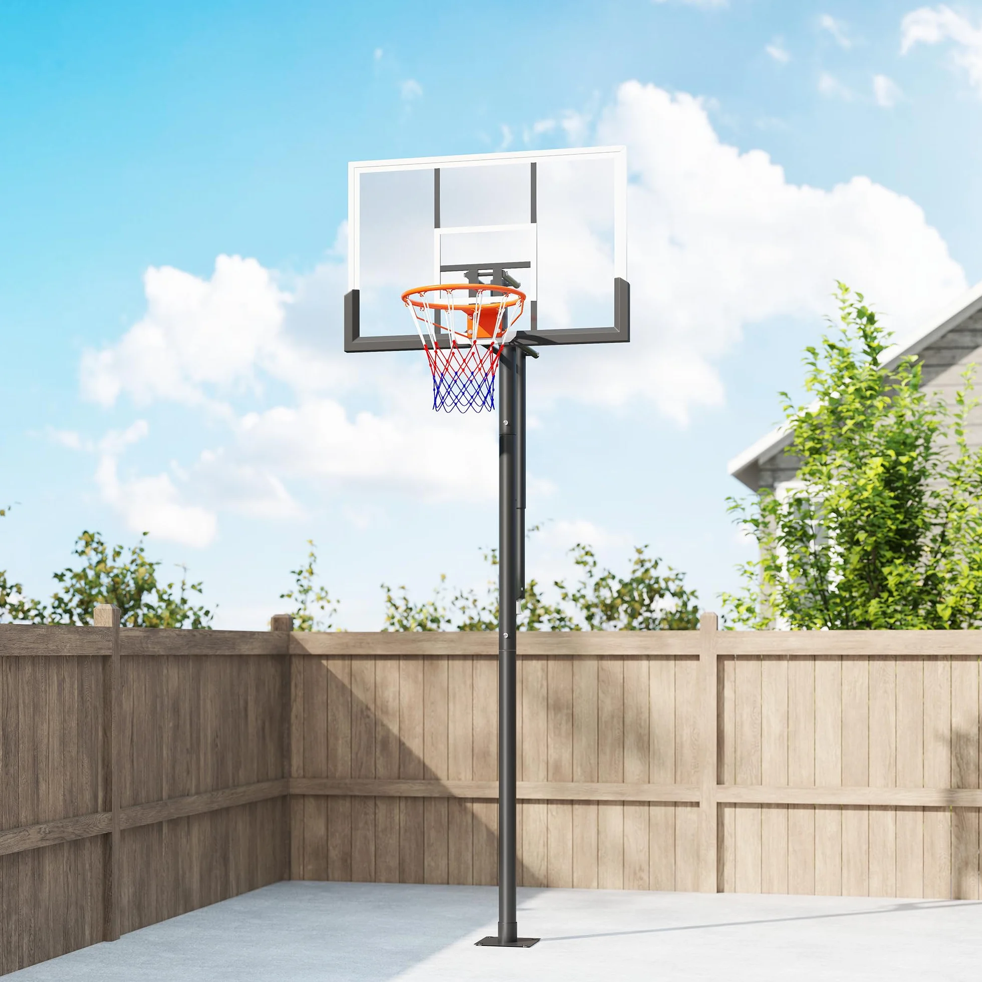 SPORTNOW Canasta de Baloncesto Exterior Altura Ajustable 230-305 cm Tablero Irrompible 120 cm Aro 48 cm