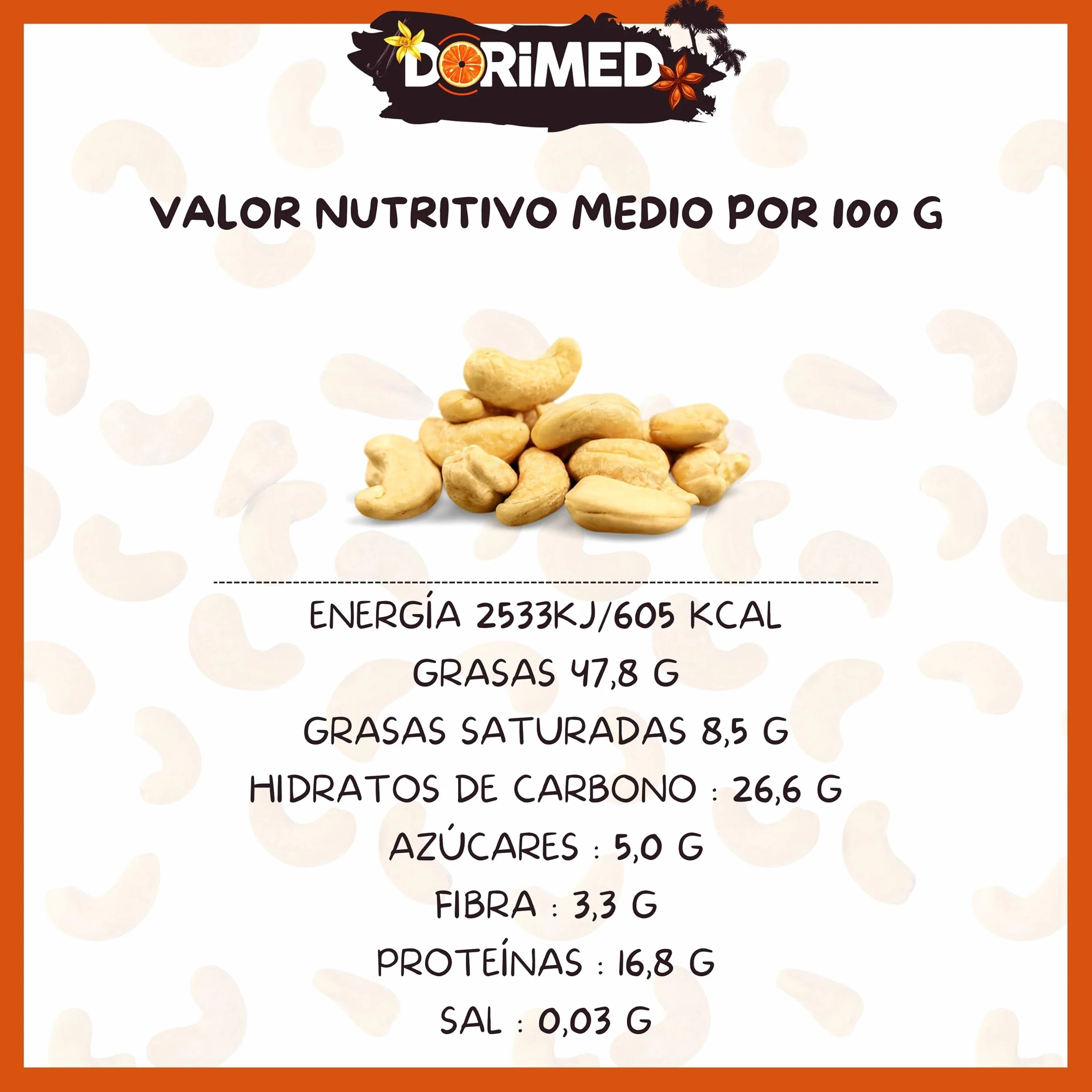Anacardos Enteros Tostados | 1 Kg de Piezas de Frutos Secos de Origen Natural | Nuez Sin Cáscara | Sin Sal | Cashews nuts | Dieta vegana y vegetariana | Dorimed