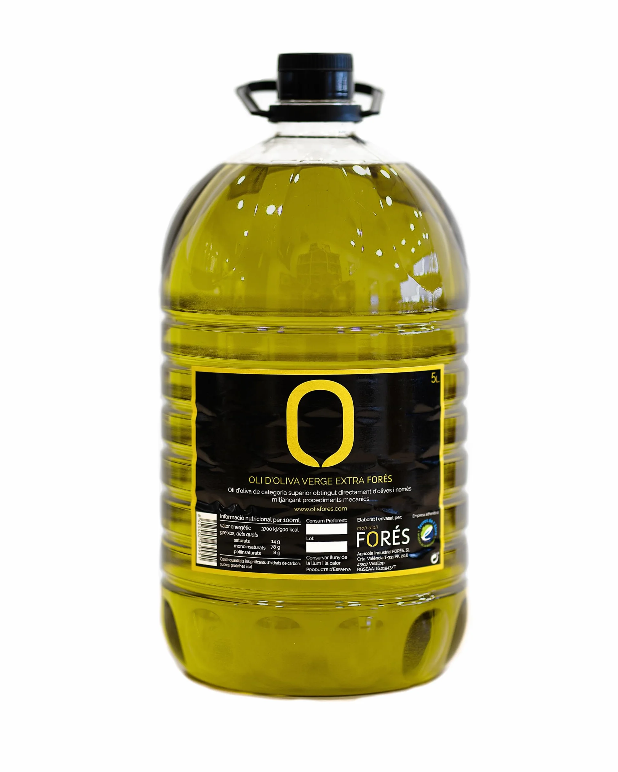 FORÉS | Aceite de Oliva Virgen Extra 5L | AOVE Gourmet Garrafa PET | Extracción en Frío | Sabor Frutado Verde con Amargor y Picante | Reserva de la Biosfera UNESCO Terres de l’Ebre