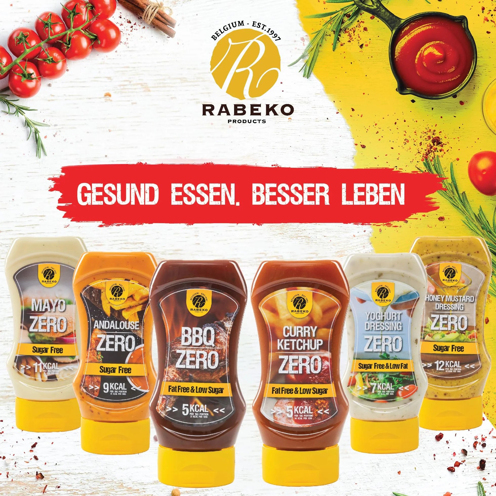Rabeko Zero Sauce - trufa cero, 3 x 350 ml - productos saludables bajos en carbohidratos, bajos en calorías y grasas para ensaladas, papas fritas, hamburguesas - sin gluten ni lactosa