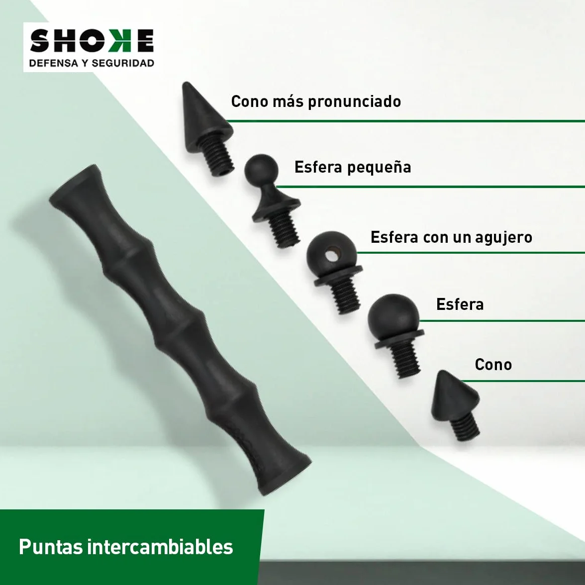 SHOKE Kubotán Defensa Personal PVC 5 Puntas Intercambiables Bolsa Agujereada