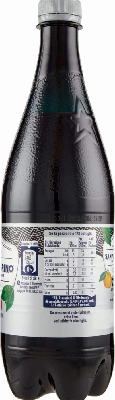 San Pellegrino Chinotto Zero PET - 12 botes de limonada sin azúcar (0,75 L), color naranja amargo